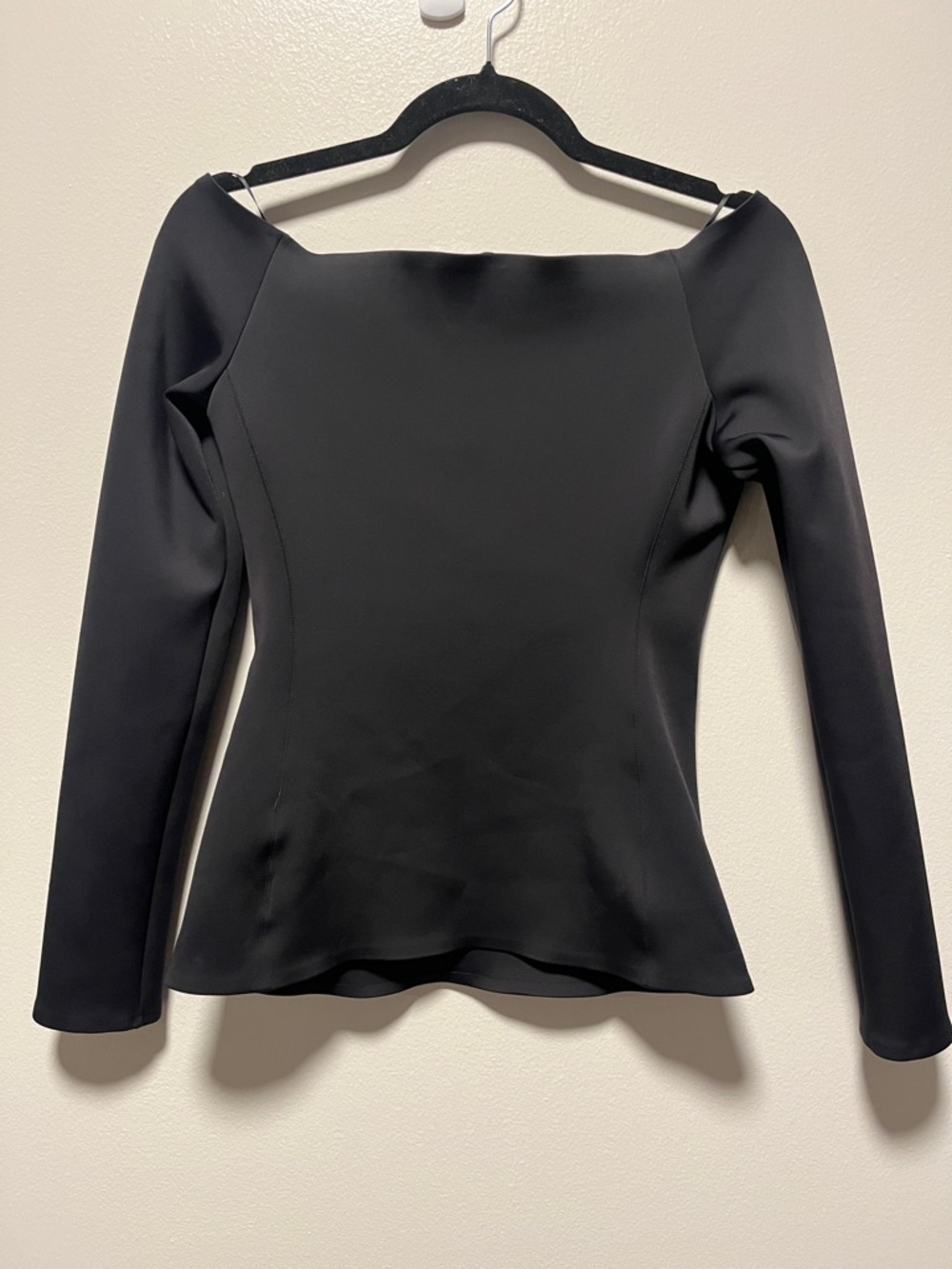 THEORY Mod Knit Off-The-Shoulder Fitted Top Black, Size S - Picture 2 of 7